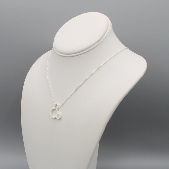 Jewelry necklace pendant Mickey Mouse white gold silver tone dainty minimalist - Picture 8 of 8